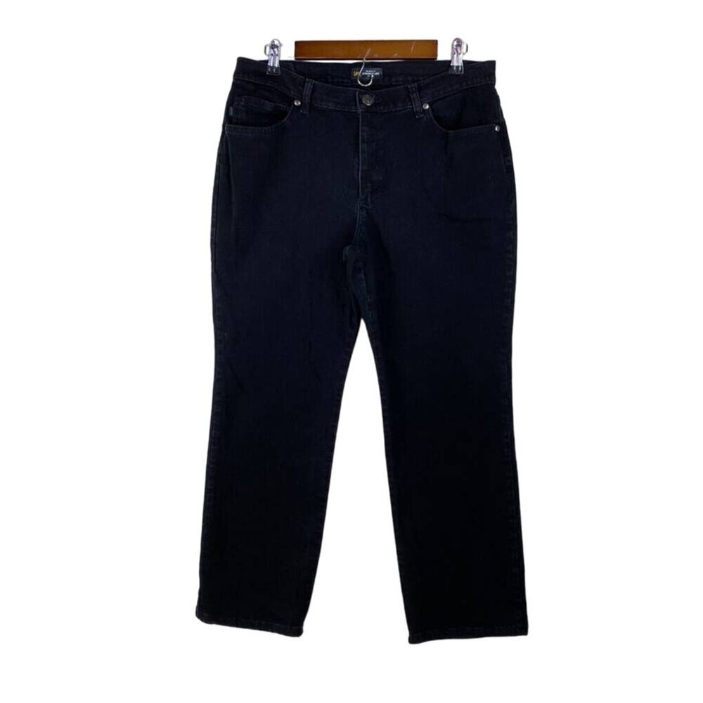 Lee Womens Black Wash Relaxed Fit Straight Leg Mid Rise Stretch Jeans Size 14S